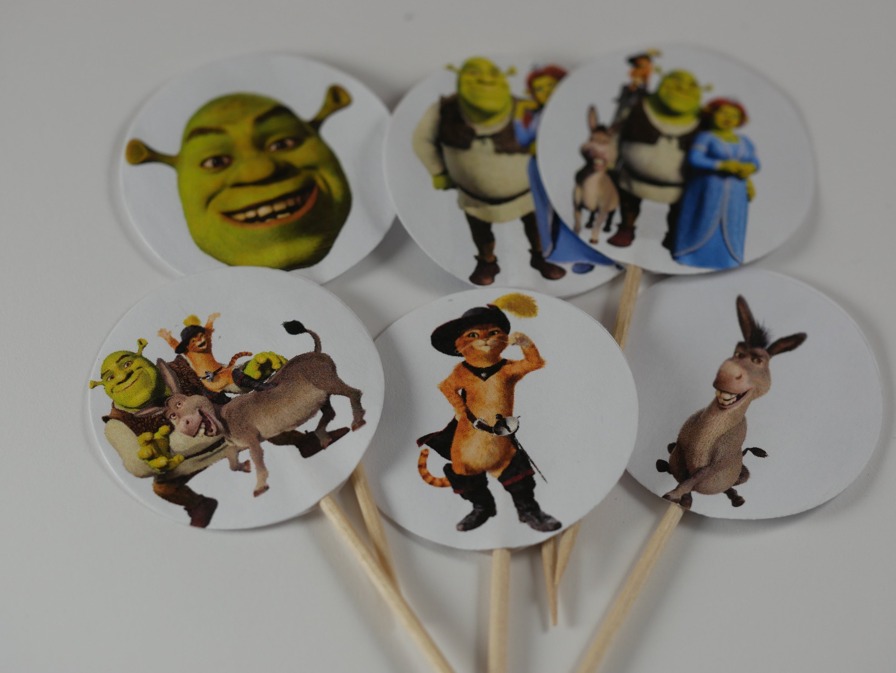 Set of 12 24 or 36 Cupcake Picks Shrek Birthday Theme Etsy