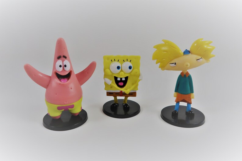 Spongebob Cake Topper Set Of 3 Pcs Spongebob Cake Etsy