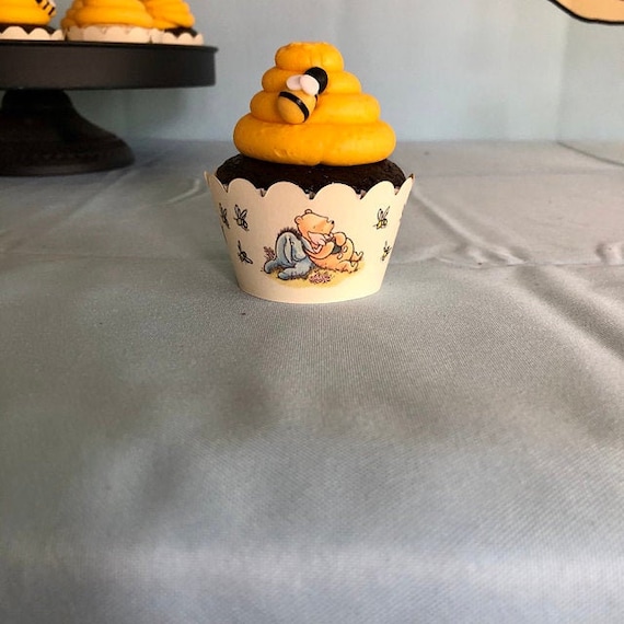 Winnie The Pooh Cupcake Toppers: Classic Pooh Party Decorations - Set Of 12