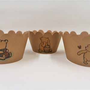 Classic Winnie The Pooh, Winnie the Pooh party, Winnie the Pooh birthday decorations,Classic Winnie, Winnie Cupcake Wrapper, Classic Pooh