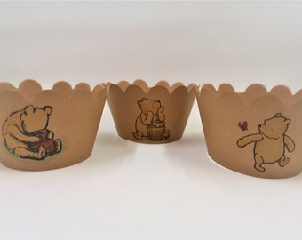 Classic Winnie The Pooh, Winnie the Pooh party, Winnie the Pooh birthday decorations,Classic Winnie, Winnie Cupcake Wrapper, Classic Pooh