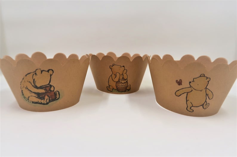 Classic Winnie The Pooh, Winnie the Pooh party, Winnie the Pooh birthday decorations,Classic Winnie, Winnie Cupcake Wrapper, Classic Pooh