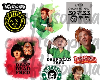 Digital File Drop Dead Fred decals waterslides png images for epoxy tumblers water slide decal 90's