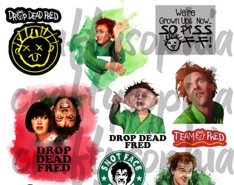 Digital File Drop Dead Fred decals waterslides png images for epoxy tumblers water slide decal 90's