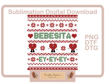 Bebesita Bad Bunny Christmas ugly sweater PNG digital download image file dtg dtf