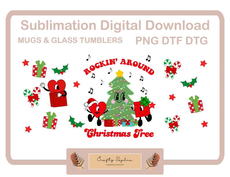 Bad Bunny Christmas PNG sublimation digital download image for mug libby glass tumblers dtf dtg image 1