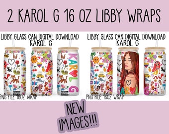 Karol G  2 PNG sublimation digital downloads libbey can glass image files clipart