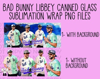2 Bad Bunny Libbey Canned glass PNG sublimation files tumbler images