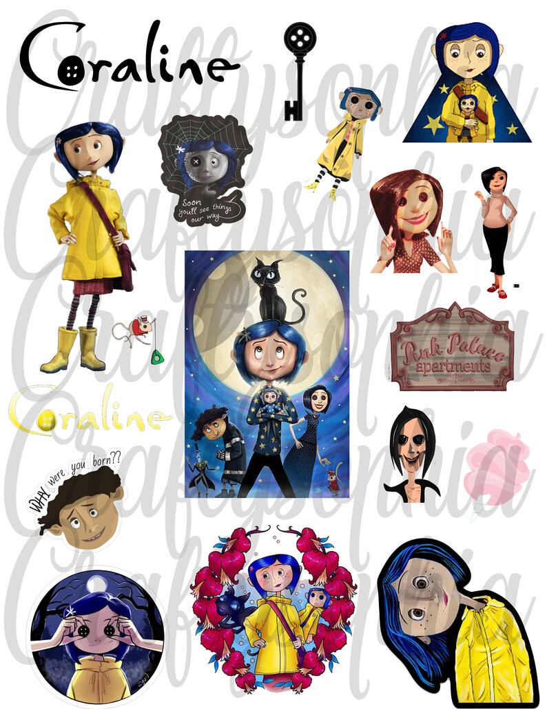 Coraline Epoxy Tumbler Decals Decal Halloween Png Jpeg Digital Etsy