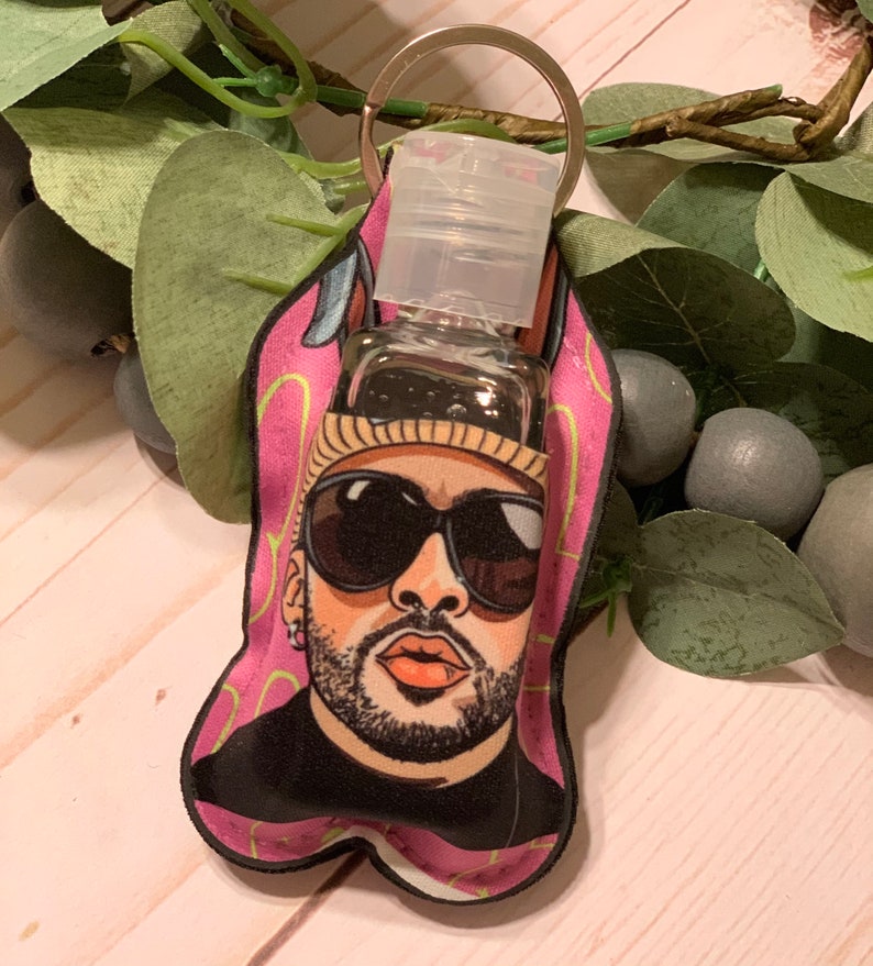 Bad Bunny hand sanitizer keychain