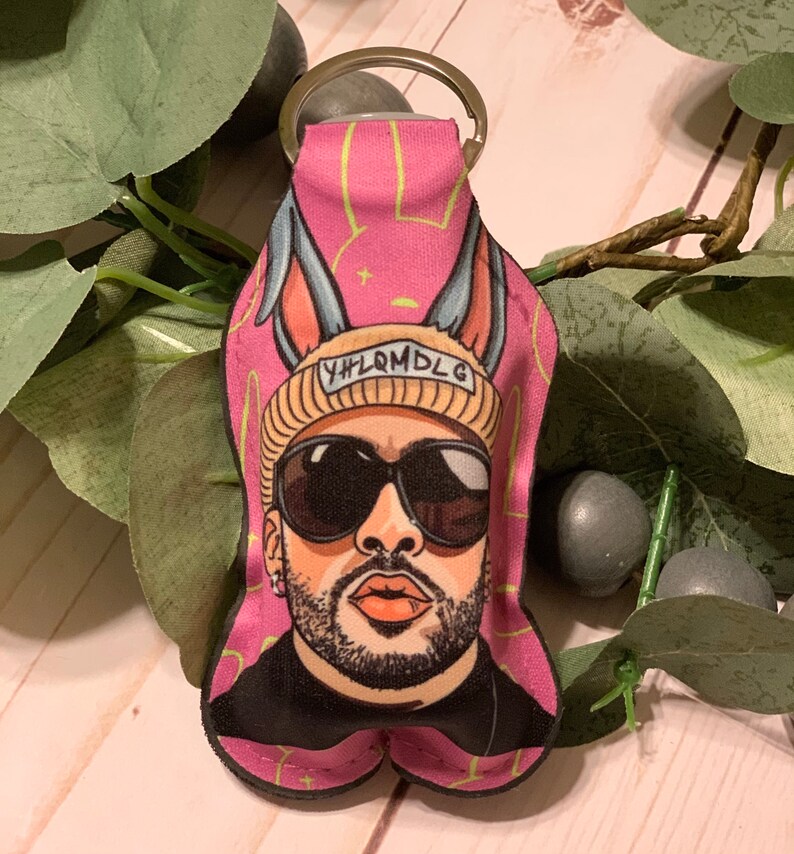 Bad Bunny hand sanitizer keychain