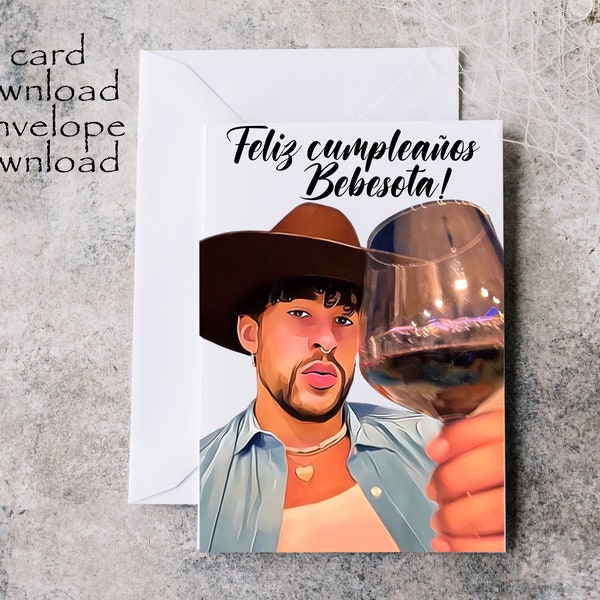 Bad Bunny Birthday Card Bebesota digital download