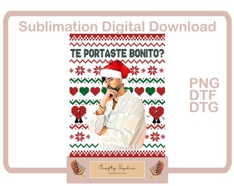 Bad Bunny Christmas ugly sweater PNG dtg dtf sublimation image digital download file