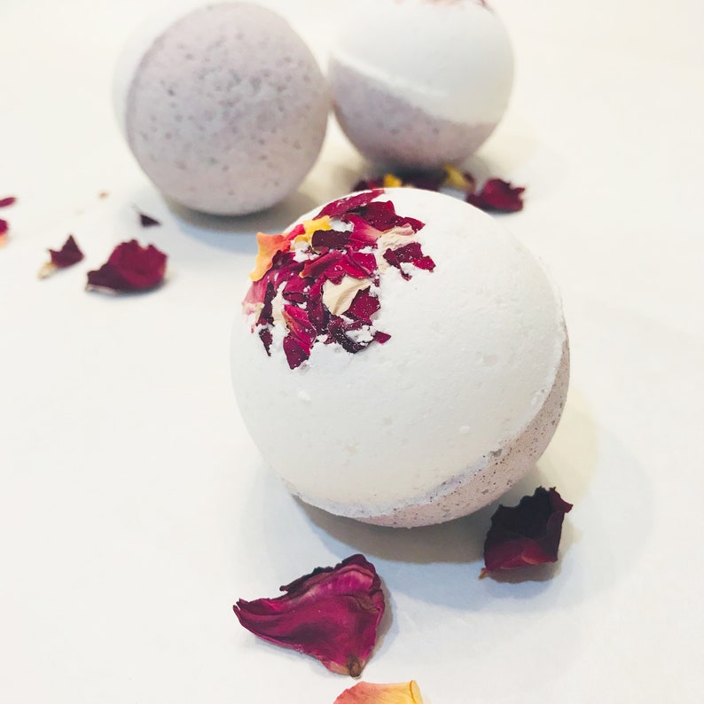 Rose Bath Bomb w/ Hibiscus Secret Garden Handmade Bath Fizz | Etsy