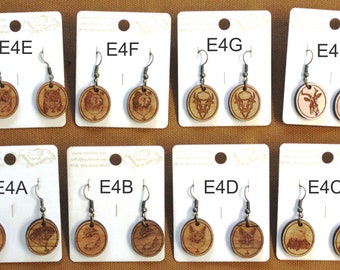 Wood Badge Oval Earrings E4