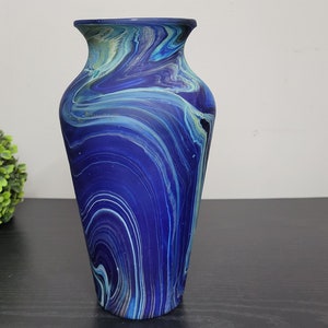 Hand-Blown Phoenician Style Vase Swirls of Brown, Purple & Blue Sustainable and Organic Recycled Glass Art from Hebron, Palestine Vase (C)