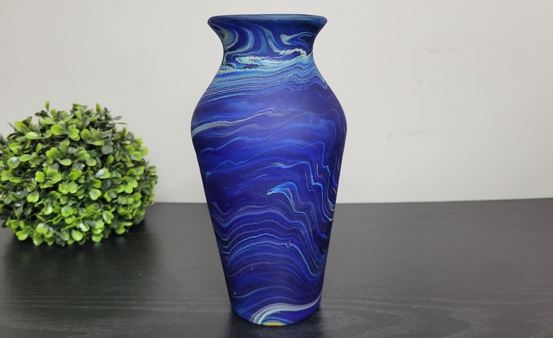 Hand-Blown Phoenician Style Vase Swirls of Brown, Purple & Blue Sustainable and Organic Recycled Glass Art from Hebron, Palestine Vase (B)