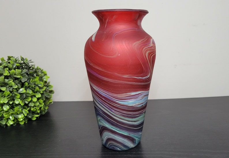 Hand-Blown Phoenician Style Vase Swirls of Brown, Purple & Blue Sustainable and Organic Recycled Glass Art from Hebron, Palestine Vase (G)