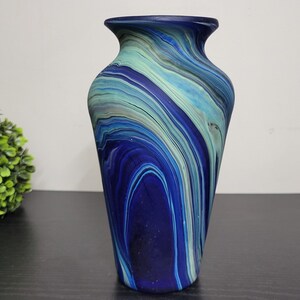 Hand-Blown Phoenician Style Vase Swirls of Brown, Purple & Blue Sustainable and Organic Recycled Glass Art from Hebron, Palestine Vase (D)