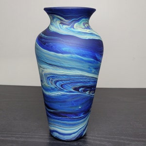 Handcrafted Navy Blue Phoenician Vase - Unique Artistic Glassware for Eco-Friendly Home Decor, Perfect Christmas Gift