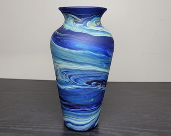 Handcrafted Navy Blue Phoenician Vase - Unique Artistic Glassware for Eco-Friendly Home Decor, Perfect Christmas Gift