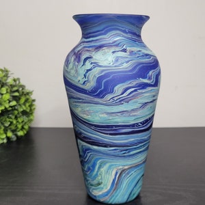 Hand-Blown Phoenician Style Vase Swirls of Brown, Purple & Blue Sustainable and Organic Recycled Glass Art from Hebron, Palestine Vase (H)