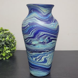 Hand-Blown Phoenician Style Vase Swirls of Brown, Purple & Blue Sustainable and Organic Recycled Glass Art from Hebron, Palestine Vase (E)