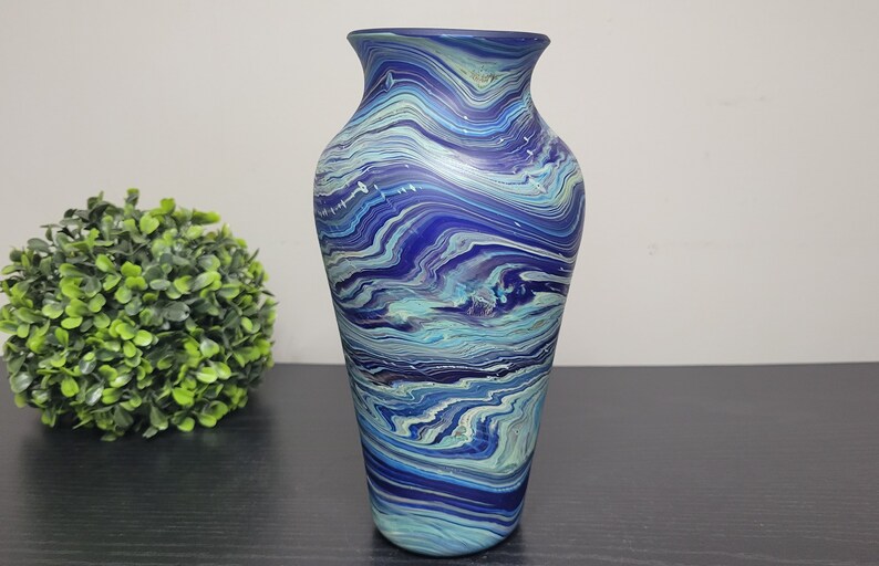 Hand-Blown Phoenician Style Vase Swirls of Brown, Purple & Blue Sustainable and Organic Recycled Glass Art from Hebron, Palestine Vase (E)