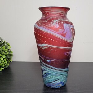 Hand-Blown Phoenician Style Vase Swirls of Brown, Purple & Blue Sustainable and Organic Recycled Glass Art from Hebron, Palestine Vase (F)