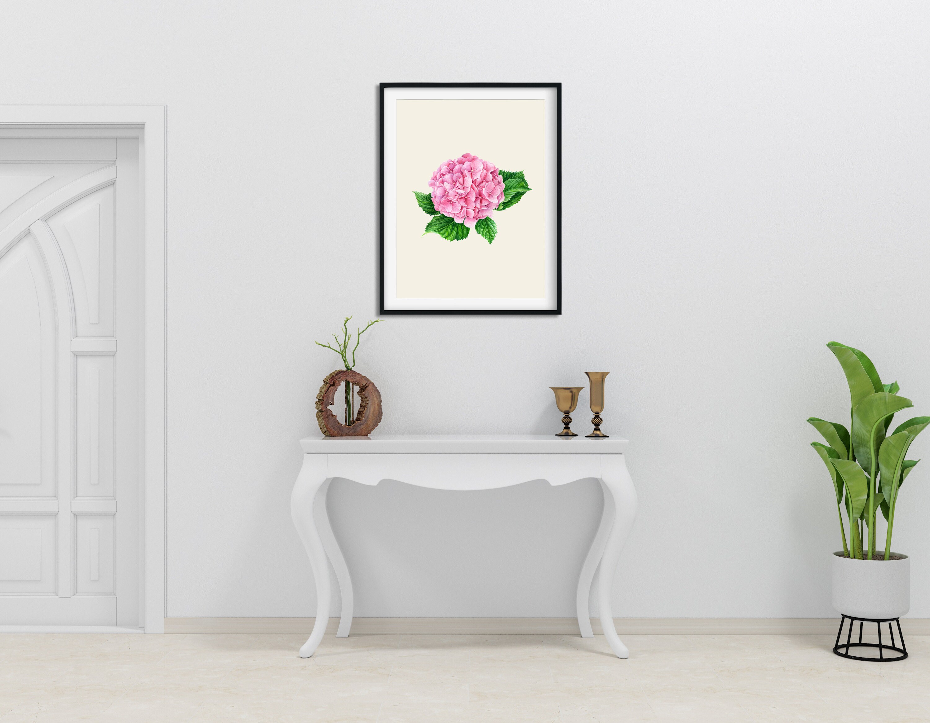 Pink Hydrangea Printable Wall Art Botanical Painting | Etsy