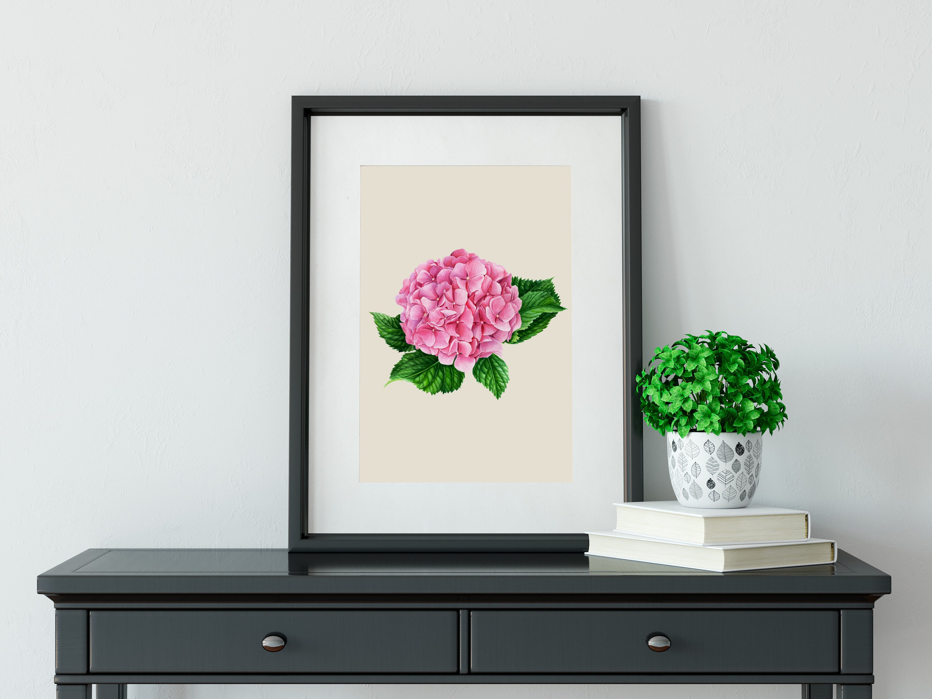 Pink Hydrangea Printable Wall Art Botanical Painting | Etsy