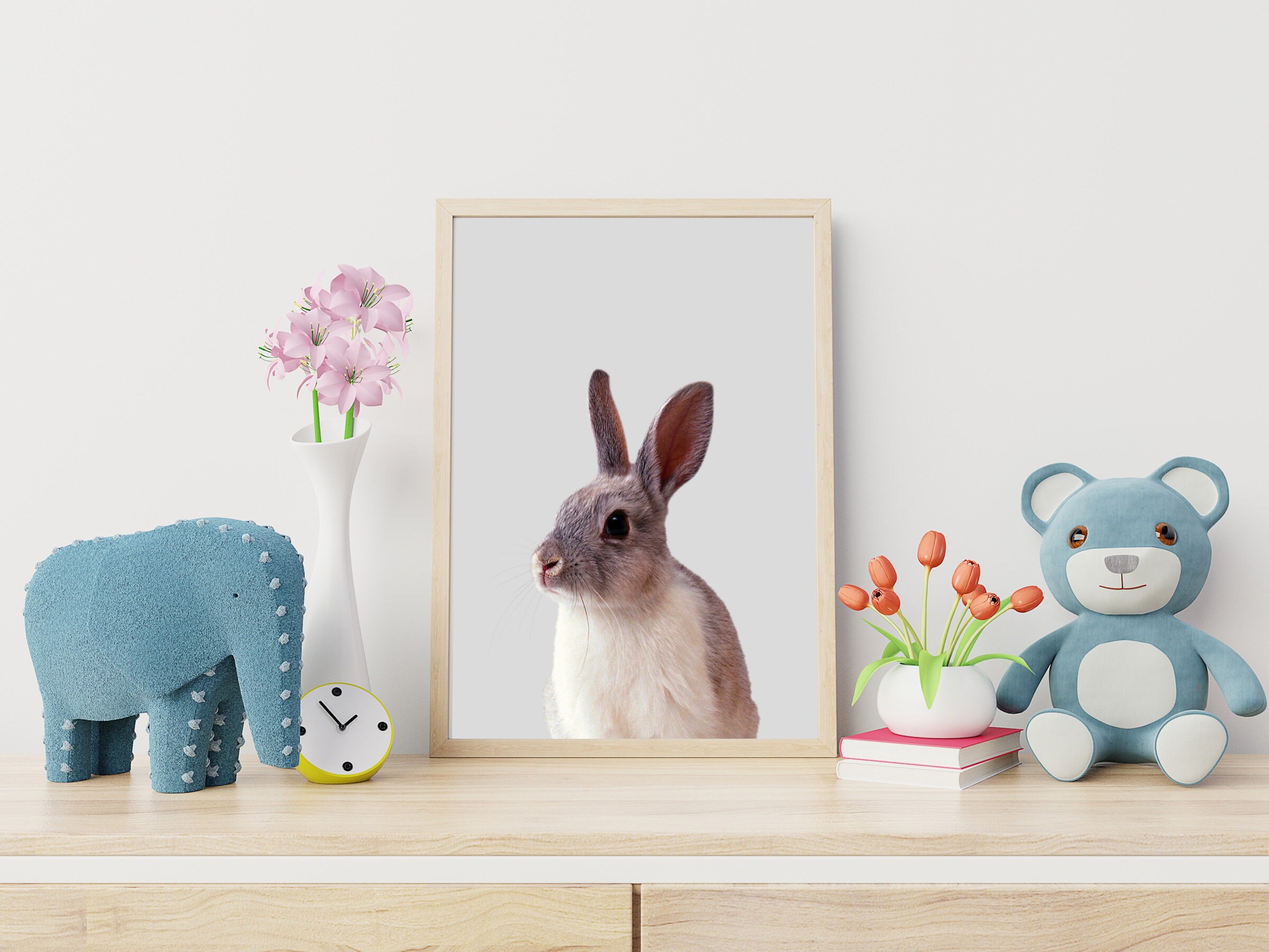 Bunny Rabbit Baby Nursery Décor Printable Wall Art Baby Gift Etsy