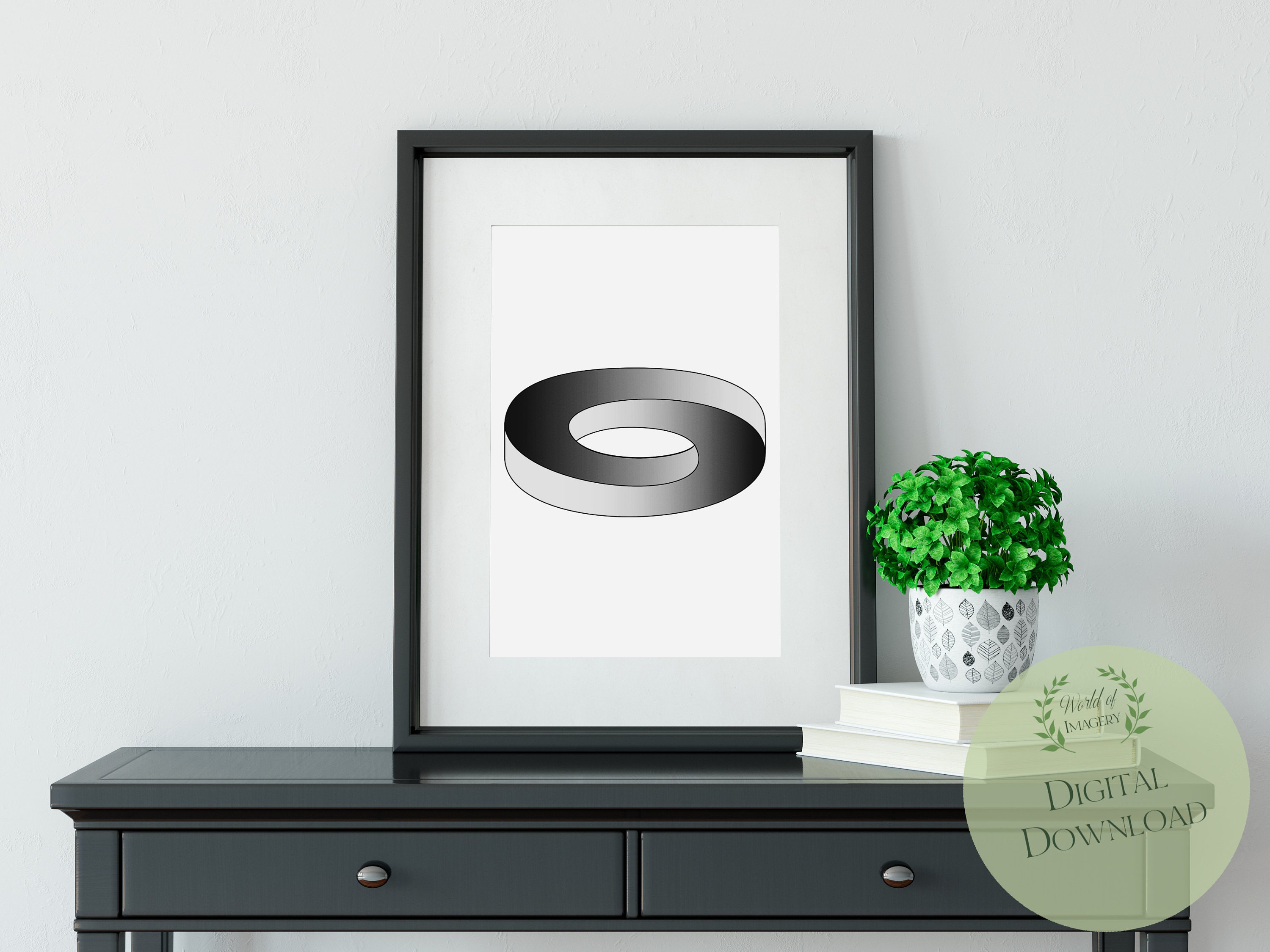 Impossible Ring Geometric Optical Illusion Printable Wall Art Etsy España