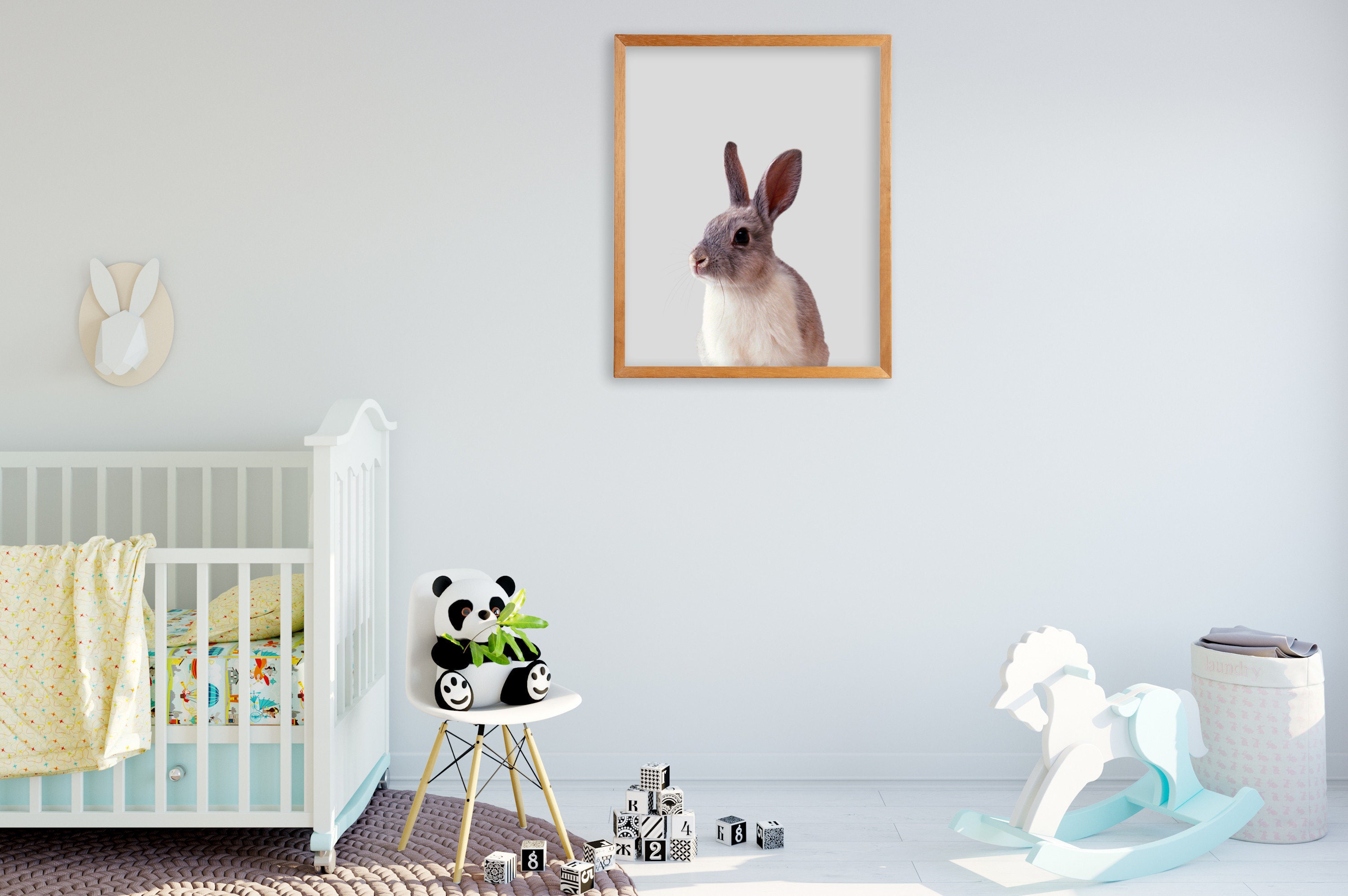 Bunny Rabbit Baby Nursery Décor Printable Wall Art Baby Gift Etsy