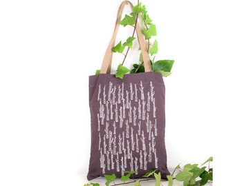 Bag with handles. Totebag Purple. Purple and white bag. Stamped bag. Stamped Tote. Totebag summer. Buenavidastudio. Vegan fashion.
