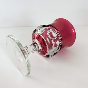 1 Tiffin-Franciscan King&#39;s Crown Ruby Red Flashed Top & Bottom Water Goblet,  1943-1962, Mid-Century Glassware