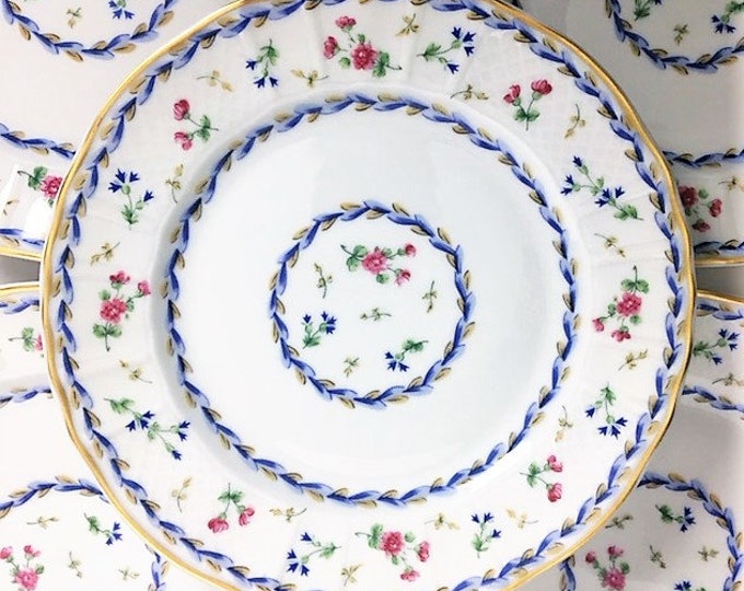 6 Bernardaud Limoges artois Bleu Bread & Butter/cake Plates, Set of 6