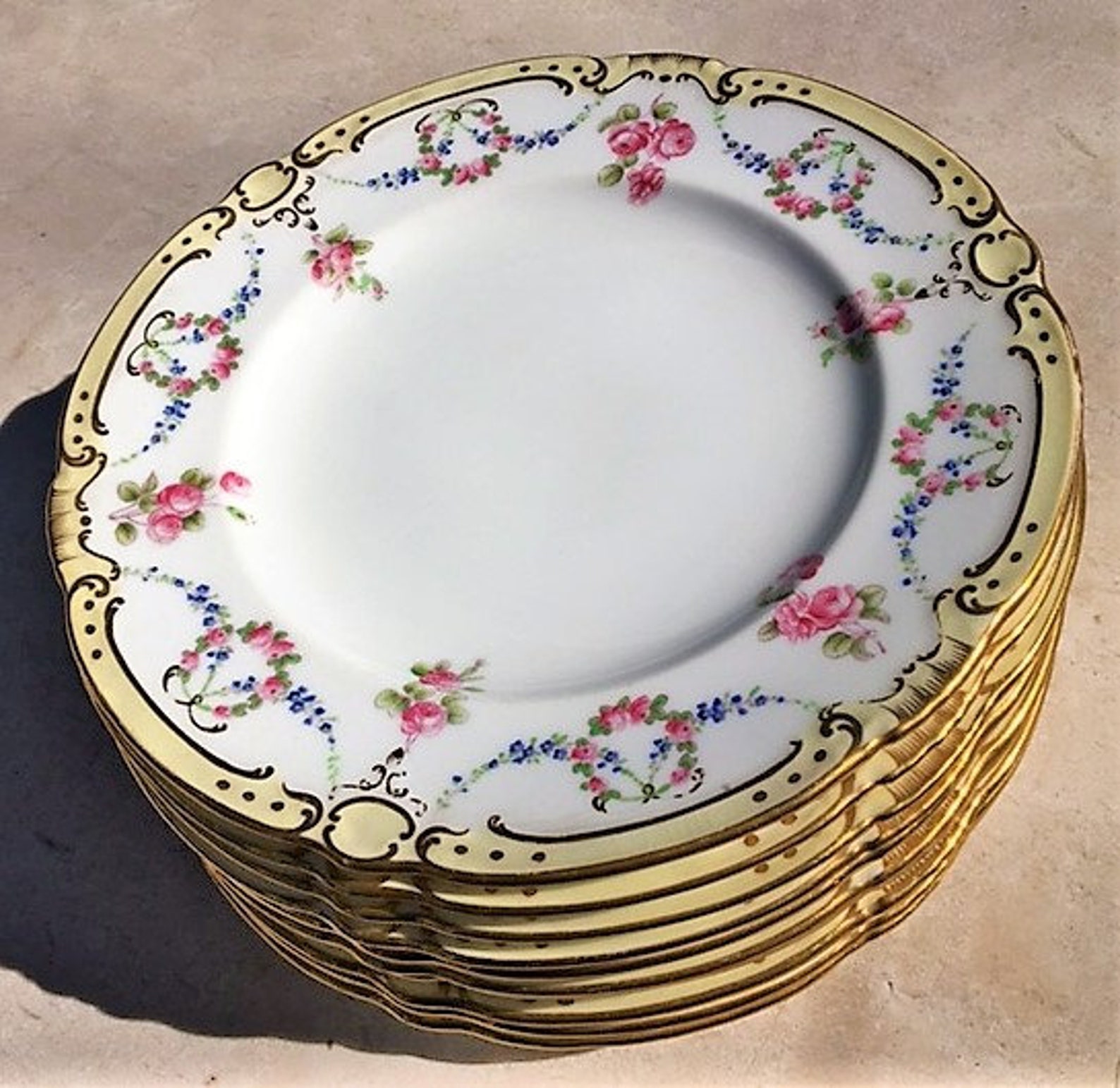 10 Antique Minton For Tiffany Dessert or Luncheon Plates Set Etsy