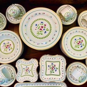 60 Pc. Godinger “Petite Fleur” Bone China Dinnerware Set, Rare Neiman Marcus Service For 10, Vintage Wedding China, Heirloom Gift