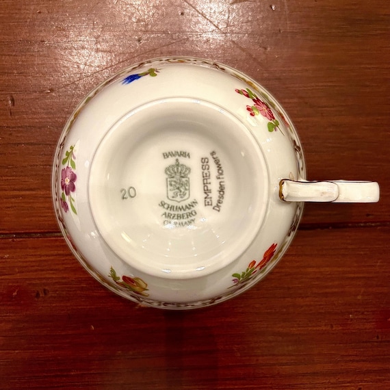 4 Schumann Bavaria Empress Dresden Flowers Cup and Saucer Sets