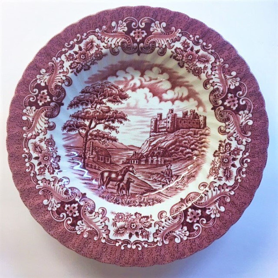 Olde Country Castles Red Transferware 9d. Soup Bowl by British Anchor ...