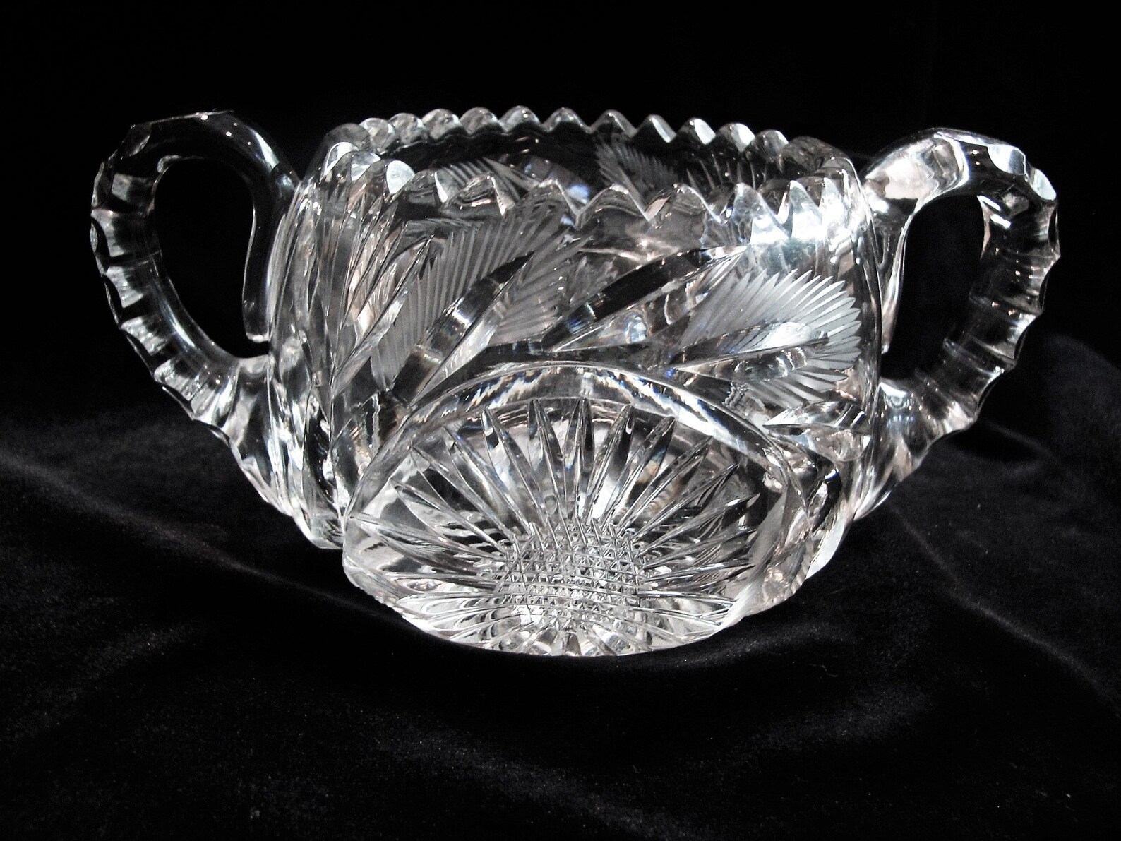 American Brilliant Cut Glass Cream & Sugar Bowl Set c. 1900 Etsy