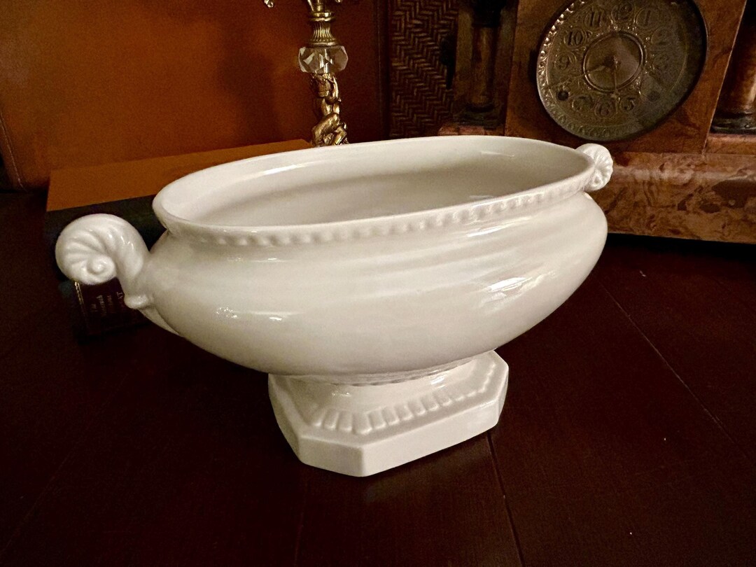 Antique Ironstone Footed Salad/serving Bowl, Rams Head Handles ...