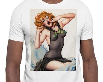 Sexy Lingerie Retro Pin Up Girl Shirt - Vintage Pinup Art Short-Sleeve Unisex T-Shirt