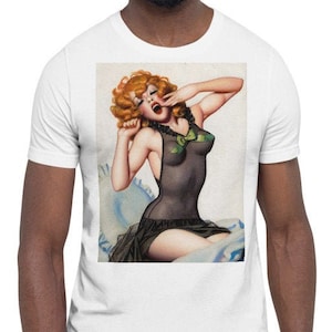 Sexy Lingerie Retro Pin Up Girl Shirt - Vintage Pinup Art Short-Sleeve Unisex T-Shirt