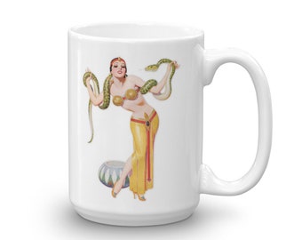 Sexy Snake Charmer Pin Up Girl Coffee Cup-Vintage Pinup Girl Mug