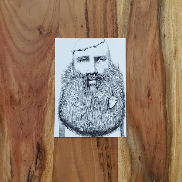 Bearded Man Art, Illustration, Indie Print, Hipster Beard Wall Art