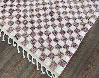 Checkered Purple area rug.