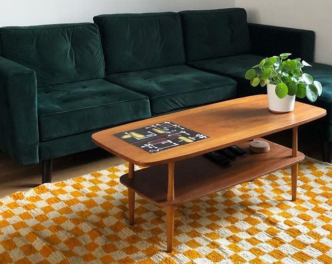 Moroccan Checkered wool shag rug, Morocco checkerboard soft area rug!