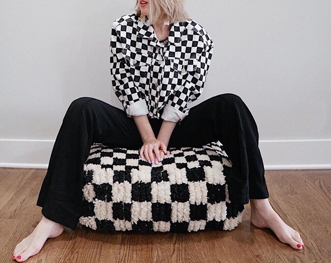 Moroccan Berber square checkered pouf ottoman!